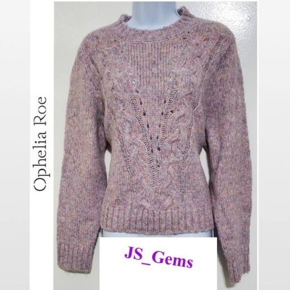 Ophelia Roe Sweaters - New Purple & Pink Cable Chunky Knit Cropped Pullover Sweater